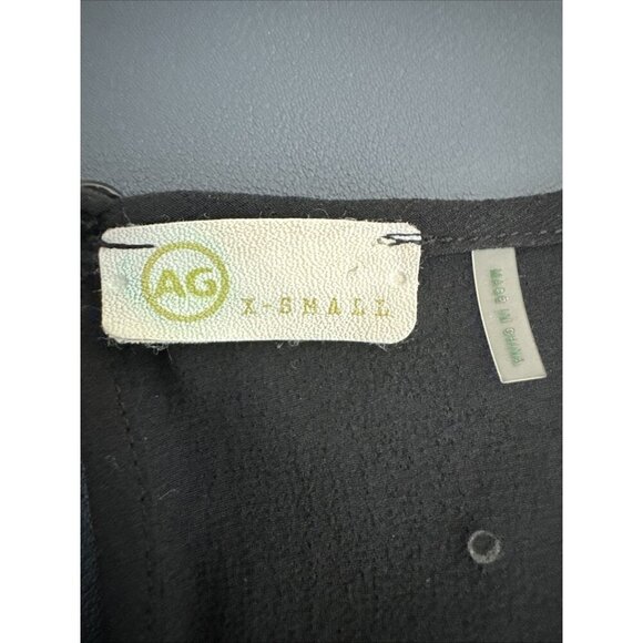 AG Adrianano Goldschmidt Women's XS Sheer 100% Silk Blouse Black Dot EUC - Picture 9 of 14